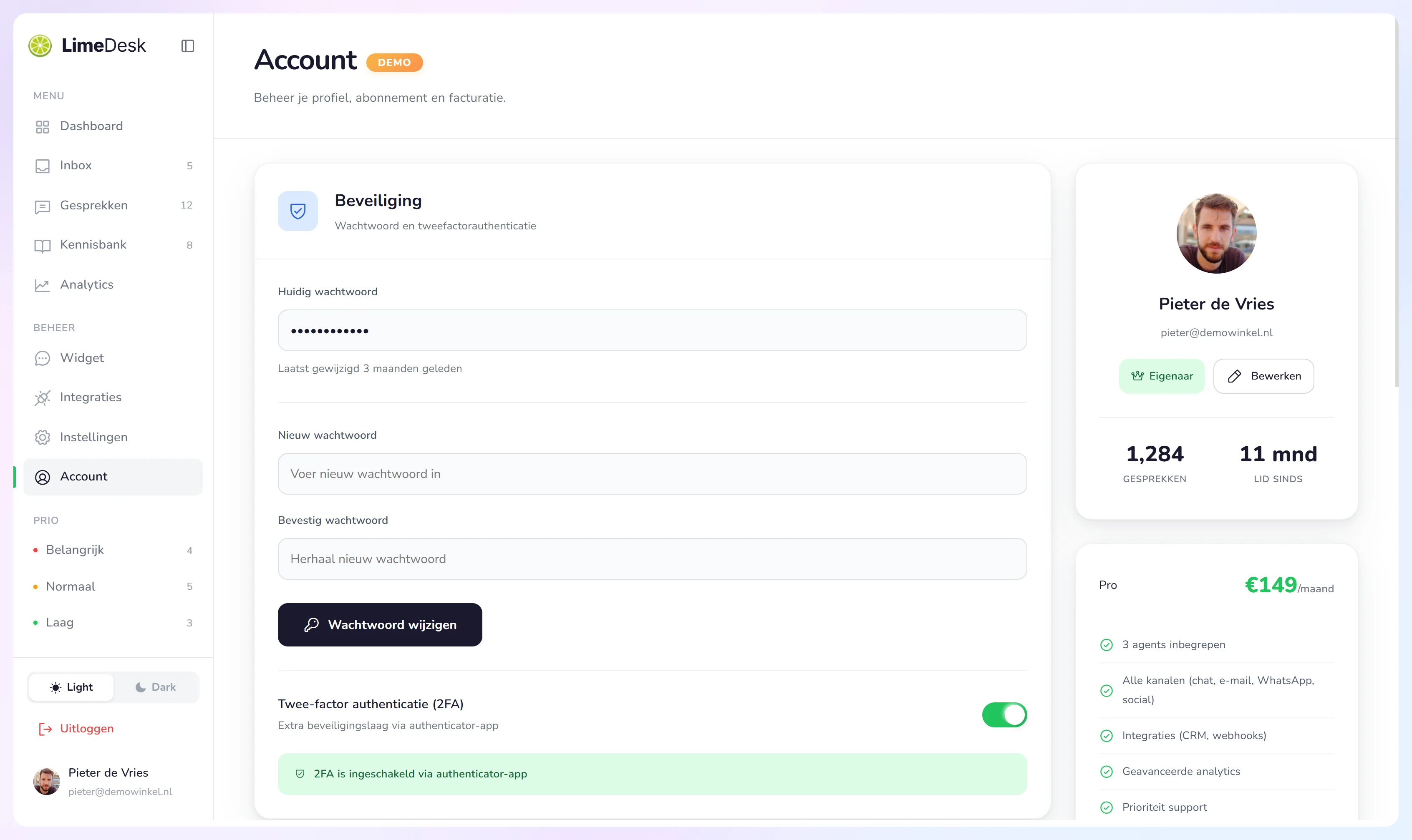 Dashboard — Account
