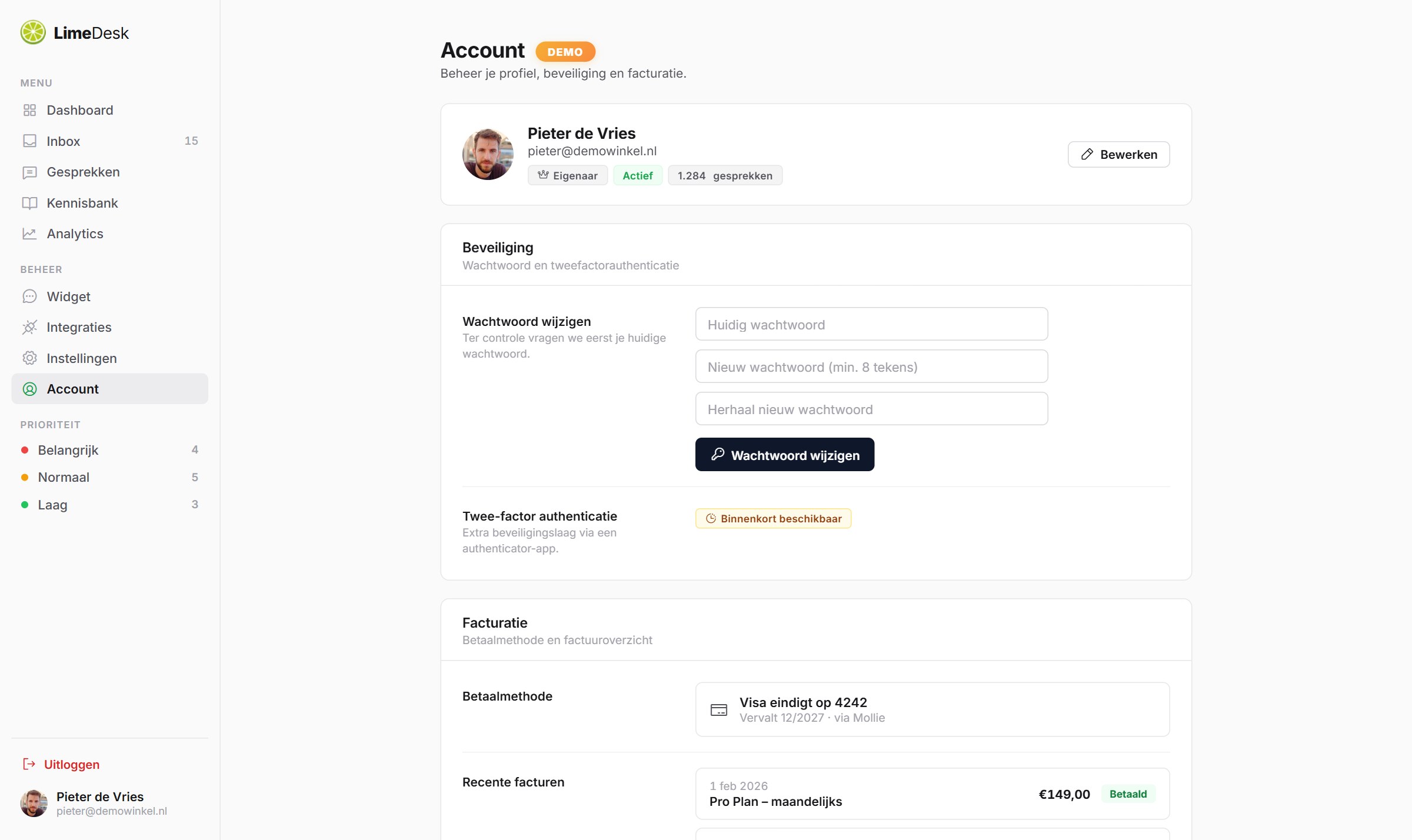 Dashboard — Account