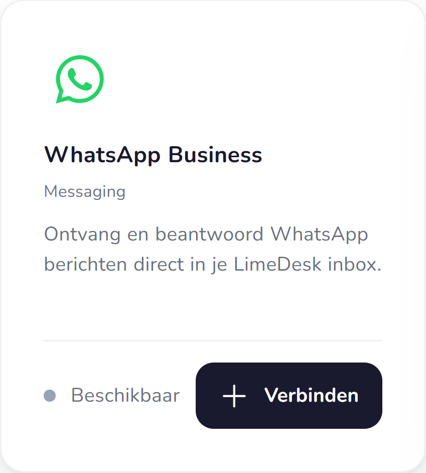 LimeDesk integratie WhatsApp Business — beschikbaar